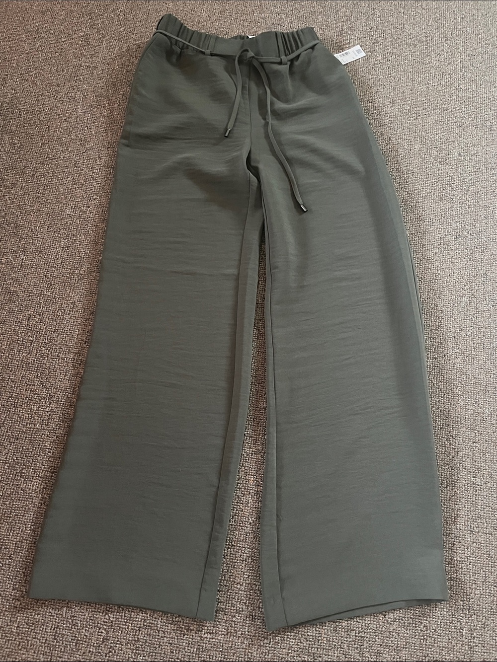 Reitmans Sage Green Wide-Leg Drawstring Pants With Removable Belt